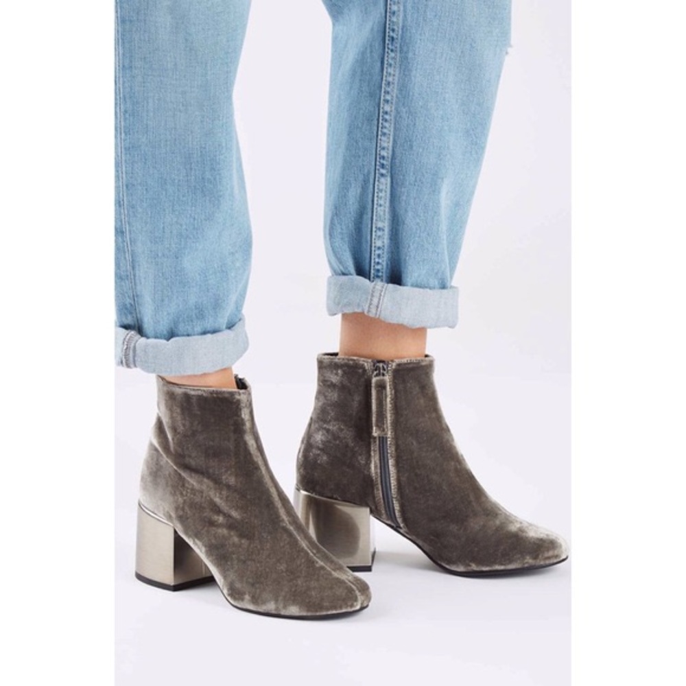 TopShop Velvet Metal Heel Boot